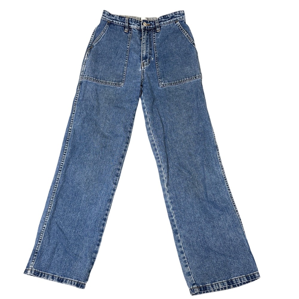 Tommy Hilfiger Vintage Wide Leg Carpenter Jeans Medium Wash Blue Pockets 27